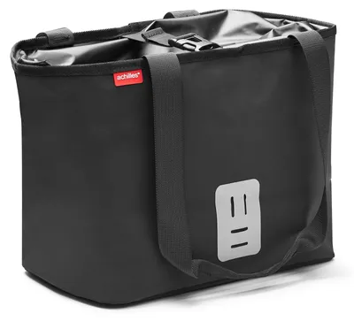 Produktbild von Fahrradkorb mit Adapter – Abnehmbarer Lenkerkorb 14L für Einkauf & Ausflug – Wasserdicht mit Rollverschluss & Magnet – Mit reflektierendem Aufnäher – Stabiler Kunststoff-Adapter für 22–32mm Lenker