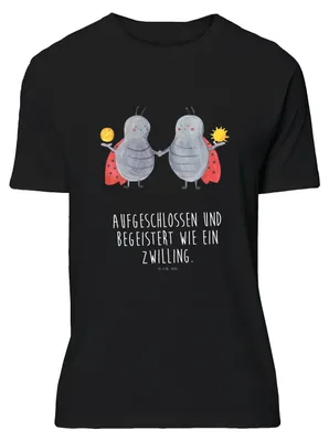 Produktbild von Mr. & Mrs. Panda S T-Shirt Sternzeichen Zwilling - Schwarz - Geschenk, Zwillinge, Tshirt, mit Spruch, Zwillingsschwester, Shirt, Statementshirt, Zwillingsbruder