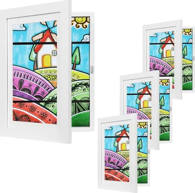Produktbild von EUGAD 4er Set 3D Bilderrahmen mit Passepartout, Kunstrahmen, MDF, Weiß