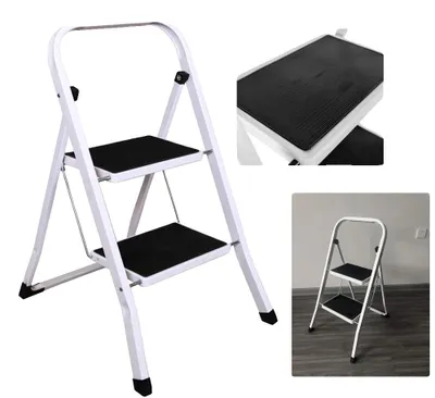 Obrázek produktu pro Skládací žebřík, přenosný kompaktní design, protiskluzové prvky, dvoustupňový žebřík
