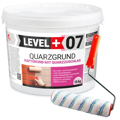 Produktbild von Haftgrund 15Kg Quarzgrund Weiß Frostbeständig +Streichroller 10cm Mikrofaser L+07
