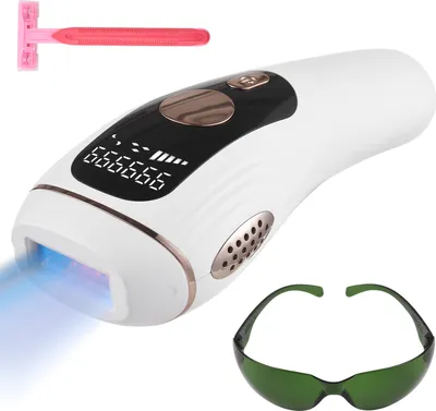 Obrázek produktu pro laserová epilace 2 v 1 s režimem omlazení pokožky, IPL epilátor pro domácí použití, 5 chodů, trvalá epilace obličeje a bikin pro ženy a muže, s holicím strojkem a ochrannými brýlemi