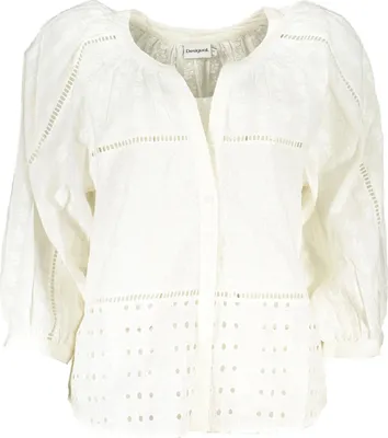 Produktbild von Stilvolles Damen Langarmshirt in Weiß mit V-Ausschnitt & Kontrasten
