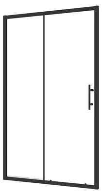 Produktbild von Nischentür Schiebetür 120x195cm,6mm NANO ESG Klarglas,Komplett Matt-Schwarz mit Griff,platzsparend,Dusche