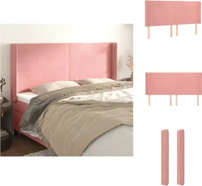 Produktbild von vidaXL Kopfteil mit Ohren Rosa 183x16x118/128 cm Samt -  Kopf- & Fußenden