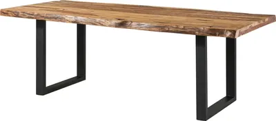 Image de MASSIVMOEBEL24 | Table à manger 260x100 en bois de Sheesham sablé bois naturel pieds en U anthracite mat FREEFORM 5