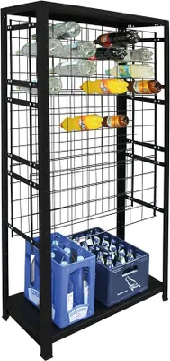 Produktbild von Weinregal für bis zu 96 Flaschen, 180x80x35 cm (HxBxT), schwarz, Getränkeregal, Weinflaschenregal, Flaschenregal