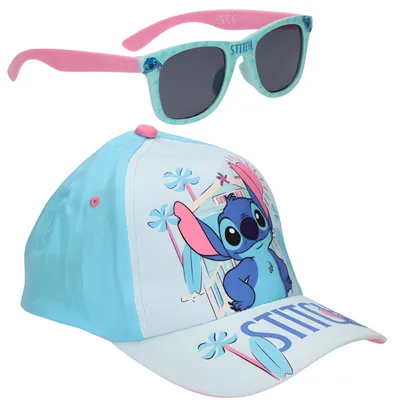 Produktbild von Disney Stitch Sonnenbrille & Baseballkappe | Kinder-Accessoire-Set Leichter Sonnenhut & UV400-Sonnenbrille für den Sommerurlaub am Strand | Geschenk für Stitch-Fans