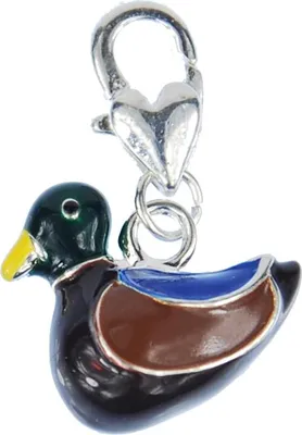 Produktbild von Ente Erpel Charm Anhänger Bettelarmband Miniblings Vogel emailliert braun grün