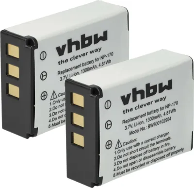 Produktbild von vhbw 2x Akku Ersatz für Toshiba PA3985U-1BRS, PA3985 für Videokamera Camcorder (1300 mAh, 3,7 V, Li-Ion)