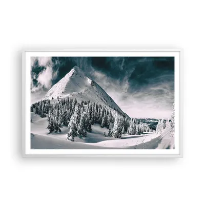 Produktbild von Gerahmtes Poster - Weißer Rahmen - Dunkel Himmel Berg - 91,5x61 cm - Wand Bild - Wanddeko - Wandbilder - Kunstposter - Wandposter - Bilderrahmen - Bilder - Kunstdruck Wanddekoration - P2WAA91x61-4459