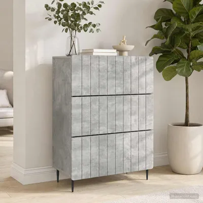 Immagine prodotto di vidaXL Mobiletto con cassetti, 66 x 34,5 x 92 cm, realizzato in materiale composito di legno, colore grigio cemento