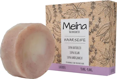 Produktbild von Meina - Haarseife Naturkosmetik für trockenes Haar - Bio Shampoo Bar mit Lavendel und Ylang-Ylang (1 x 80 g) palmölfrei, vegan festes Shampoo, Shampooseife SB-1003