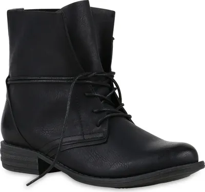 Produktbild von Mytrendshoe Damen Stiefeletten Schnürstiefeletten Boots Basic 71380, Farbe: Schwarz, Größe: 39