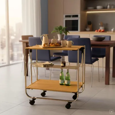 Produktbild von abc HOME | Servierwagen | drei Ablageflächen | klappbar | 70 cm H