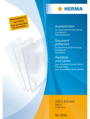 Obrázek produktu pro HERMA 5026, A4, Polypropylen (PP), Průhledná, 220 mm, 10 mm