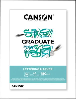 Zdjęcie produktu dla CANSON podkładka do nauki GRADUATE LETTERING MARKER DIN A3 biała 20 arkuszy