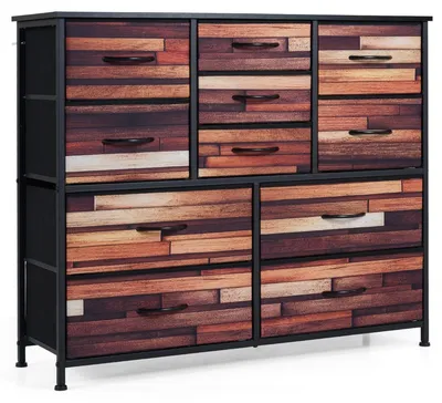 Immagine prodotto di Cassettiera con 11 cassetti in tessuto, struttura in metallo e piano in legno.