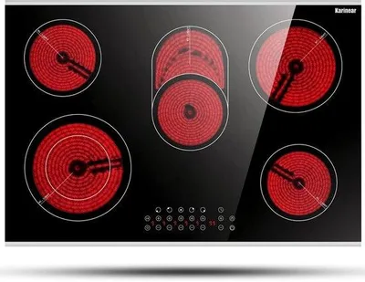 Image de Plaque de cuisson à induction électrique 30 pouces, 5 brûleurs, vitrocéramique, 8400 W, noir