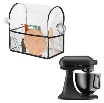 Produktbild von kwmobile TPU Hülle transparent kompatibel mit KitchenAid 4,3-4,8 liter - mit 3 Fächern - Küchenmaschine Staubschutz Abdeckhaube in Transparent Schwarz