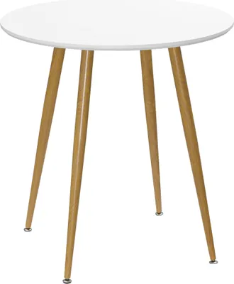 Produktbild von HOMCOM Runder Esstisch für 2 Personen, Küchentisch im nordischen Stil mit mattierter Platte und Metallbeinen für das Wohnzimmer, Belastung 80 kg, Ø72x75 cm, Weiß