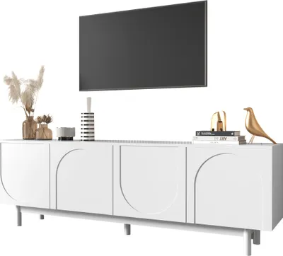 Produktbild von Fortuna Lai Luxus-TV-Schrank 175 cm, strukturierte Türen, verstellbare Trennwände, leichtes und elegantes Design, weiß