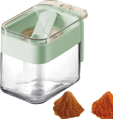 Obrázek produktu pro Průhledné sklenice na koření s lžičkou a víčkem do kuchyně