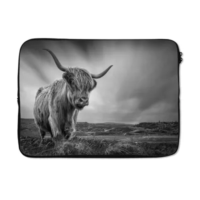 Produktbild von MuchoWow® Laptop Hülle 14 ZollKühe - Schottische Hochlandkühe - Natur - Tiere - Schwarz und weiß Laptoptasche - Laptoptasche - Stoßsicher - Schutzhaube
