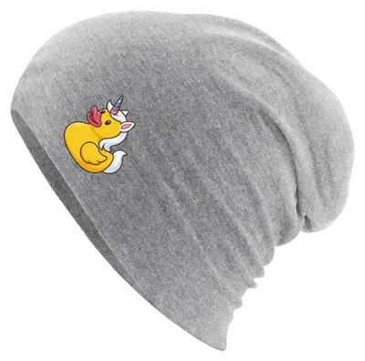 Produktbild von Huuraa Beanie Quietscheente Einhorn Gummiente Unicorn Heather Grey One Size Baumwolle und Elasthan Mütze Geschenkidee