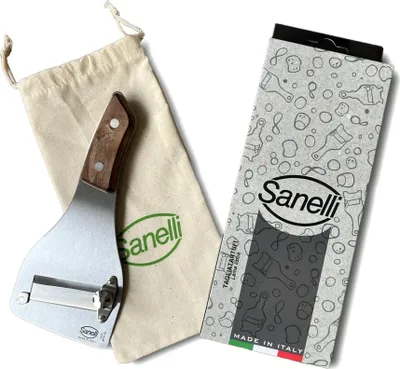 Produktbild von Sanelli, Trüffelschneider SAN-SLICE, Holzgriff mit Schneidregler. Satin-Oberfläche, glatte Klinge, Edelstahl