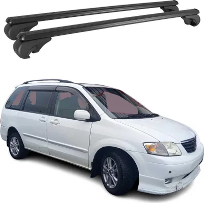 Image de Barres de toit Transversales pour Mazda MPV 1999-2006 Aluminium Noir