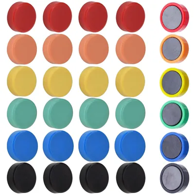 Produktbild von Kühlschrankmagnete, 30 Stück, 6 Farben, starke Magnete, bunte kleine Dekomagnete, 20 mm, runde Minimagnete für Whiteboards und Pinnwände, Bastelarbeiten und Büro.