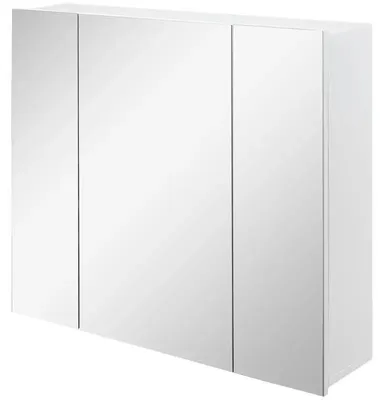Obrázok produktu pre Zrkadlová skrinka do kúpeľne s 3 dvierkami – nastaviteľné police – plastový rám – 70 x 15 x 60 cm – biela