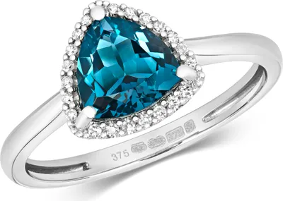 Produktbild von Chicer 9 Karat (375) Weißgold Cluster Damen - Diamant Solitärring Brillant-Schliff 0.07 Karat mit London - Blautopas, 58 (18.5); TRS10983RSQ