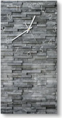 Produktbild von DEQORI Glasuhr 30x60 cm Zahlen 'Natursteinmauer' Wanduhr Glas Uhr Design leise