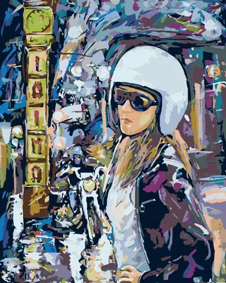 Obrázok produktu pre Zuty - Maľovanie podľa čísel - MOTORKÁRKA V MESTE, 40x50 cm, bez rámu a bez vypnutia plátna