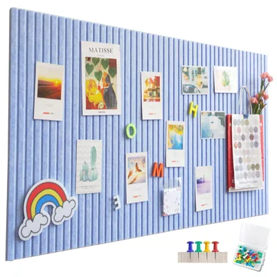 Image de Omgoods - Grand tableau magnétique en feutre avec rayures verticales, 60 x 40 cm - Tableau d'affichage décoratif adhésif
