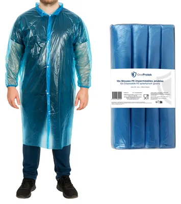 10er-Pack Einweg-Überzieher, wasserdicht, Polyethylen, blau, Einheitsgröße