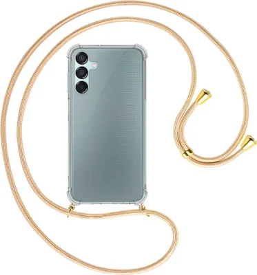 Produktbild von Handykette Backcover-Schutzhülle mit Band (Metall goldfarben) für Samsung Galaxy M15 / F15 5G - Goldkordel