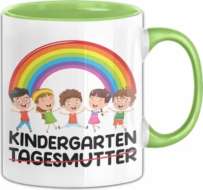 Produktbild von Endlich Kindergarten Geschenk Tasse Tagesmutter Geschenkidee Geschenkidee für Kindergartenkind Kaffee-Becher (Grün)