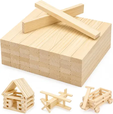 Obrázok produktu pre Drevené bloky 50 kusov, 16 cm, prírodná farba dreva, pre DIY projekty