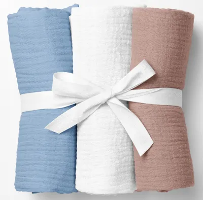Produktbild von Musselin Mullwindeln 3er Pack 60x75 cm – Dicke Mulltücher gekreppt, Baby Spucktücher & Einschlagtücher