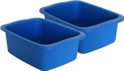 Zdjęcie produktu dla Zestaw dwóch prostokątnych umywalek w kolorze niebieskim, pojemność 10 litrów