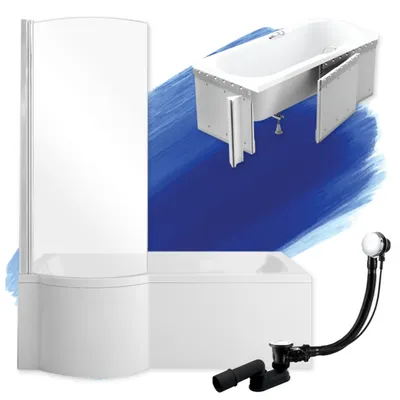 Zdjęcie produktu dla Wanna Akrylowa Zestaw 4w1 Prostokątna 160x70 Lewa Biała + Zabudowa Styropianowa, Nowoczesny Syfon i Nogi (stelaż) w komplecie | BADLAND INSPIRO