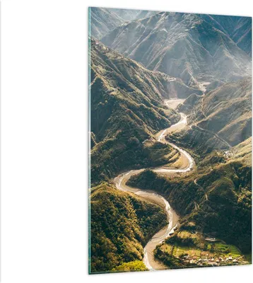 Produktbild von Bilder auf glas - Einteilig - Berge Weg Wald - 80x120cm - Glasbilder - Wandbilder - Bilder - zum Aufhängen bereit - Wanddekoration aus Glas - Glas Bilder - Wandbild auf Glas - GPA80x120-4700