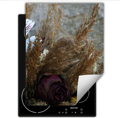 Produktbild von DarHaus Herdabdeckplatte Einteilig Küche Abdeckplatte für Glaskeramikfeld Abdeckung Induktionskochfeld Aufrollbare Matte 40x52 cm, Blumen