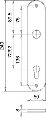 Produktbild von edi Langschild 1206 Oval Profilzylinder 72mm Aluminium Silber Eloxiert
