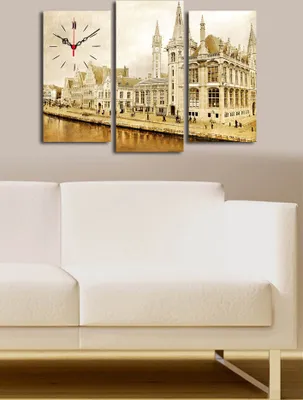 Produktbild von Opviq, 3PATCS- CLA2656, Bunt, Wanduhren, 66 x 45 cm, 100% Wildleder -Leinwand