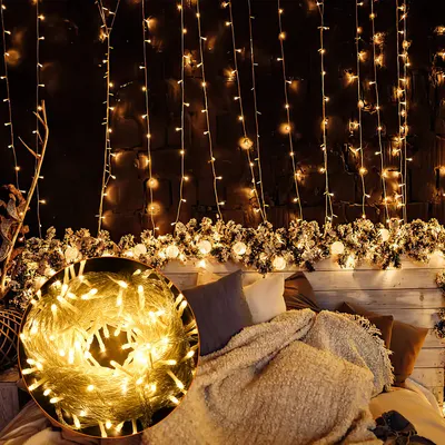 Obrázok produktu pre Yakimz LED rozprávkové svetlá Záclona Dekoratívne záclony s 200 LED 8 svetelnými režimami USB rozprávkové svetlá pre Vianoce IP44 Teplá biela