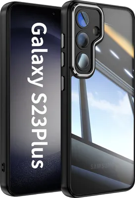Produktbild von Handyhülle für Samsung Galaxy S23+ Hybrid Transparent TPU PC Militärschutz mit Kameraabdeckung Schwarz